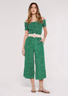 Dots Smocked Bardot Jumpsuit, Green, large