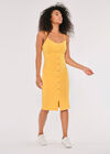 Ribbed Cami Midi Dress, Mustard, large