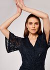 Sequin Front Knot Lace Dress, Navy, large