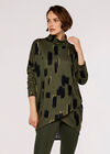 Paintstroke Wrap Tunic, Khaki, large