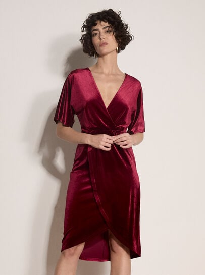 Velvet Wrap Mini Dress