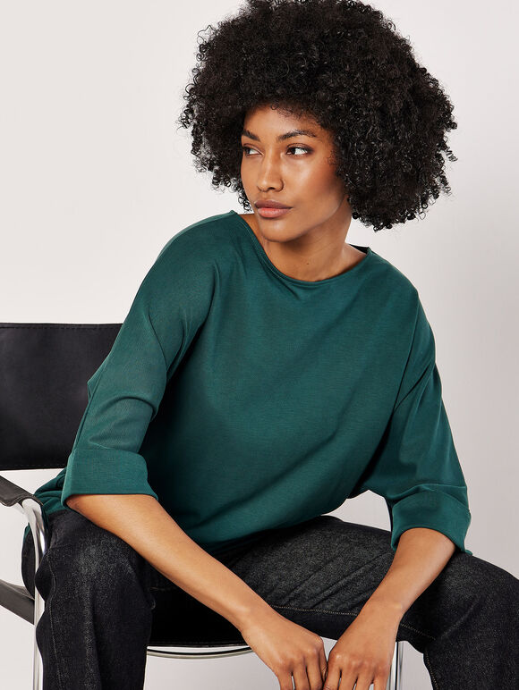 Jersey Knit Batwing Top, Green, large