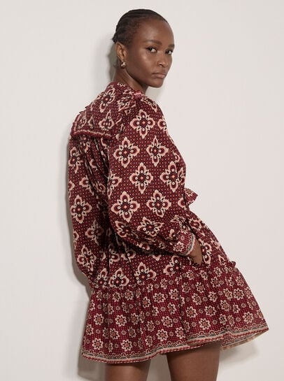 Tile Print Shift Mini Dress