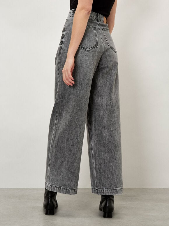 Ella Wide Leg Cropped Jeans, Grey, large