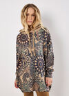 Mandala Hooded Tunic Jumper, Teal, large