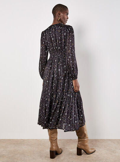 Constellation Shimmer Satin Midaxi Dress