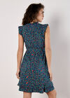 Ruffle Floral Mini Dress, Blue, large