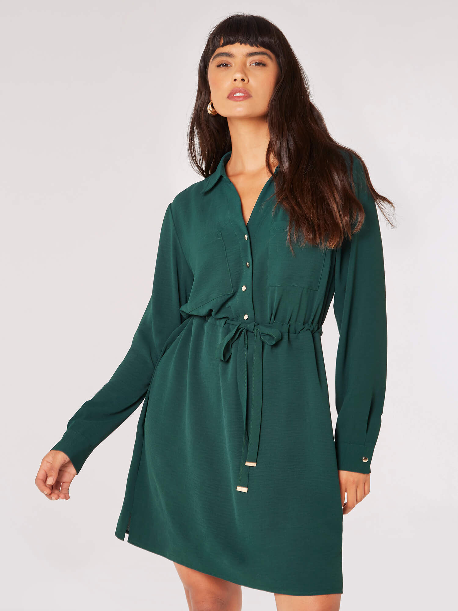Drawstring waist cheap shirt dress