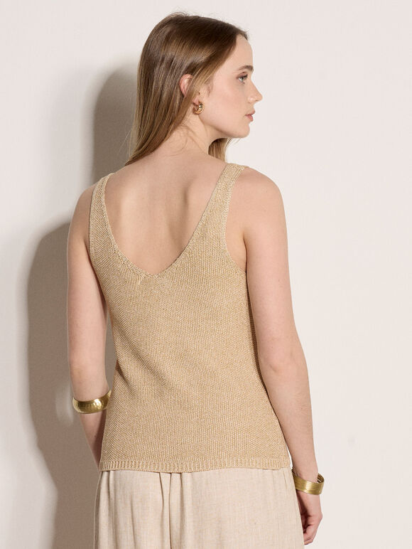 Gold Sparkle Knitted Cami Top, Gold, large