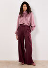 Satin Self-Stripe Tie Back Top, Purple, large