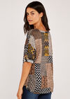 Chevron Patchwork Batwing Top, Mustard, large
