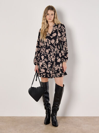 Crinkle Floral Mini Dress