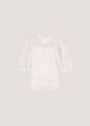 Embroidered Cotton Mesh Top, White, large