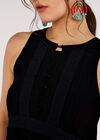 Boho Tiered Mini Dress, Black, large