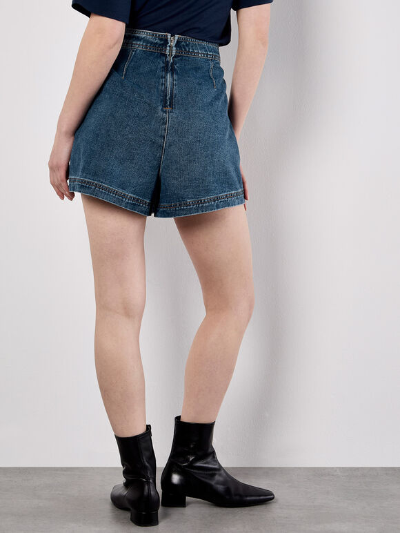 Denim Wrap Mini Skort, Blue, large