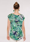 Tropical Palm Print Woven T-Shirt, Navy, large
