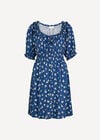 Floral Ruffle Milkmaid Mini Dress, Blue, large