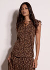 Painterly Paisley Ruffle Top, Brown, large