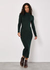 Ribbed Knit Midi Dress, Green, large
