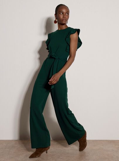 Ruffle Sleeve Jersey Jumpsuit