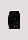 Velvet Sequin Bodycon Mini Skirt, Black, large
