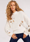 Moons And Stars Sequin Jumper, Cream, large