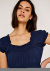 Milkmaid Mini Dress, Navy, large