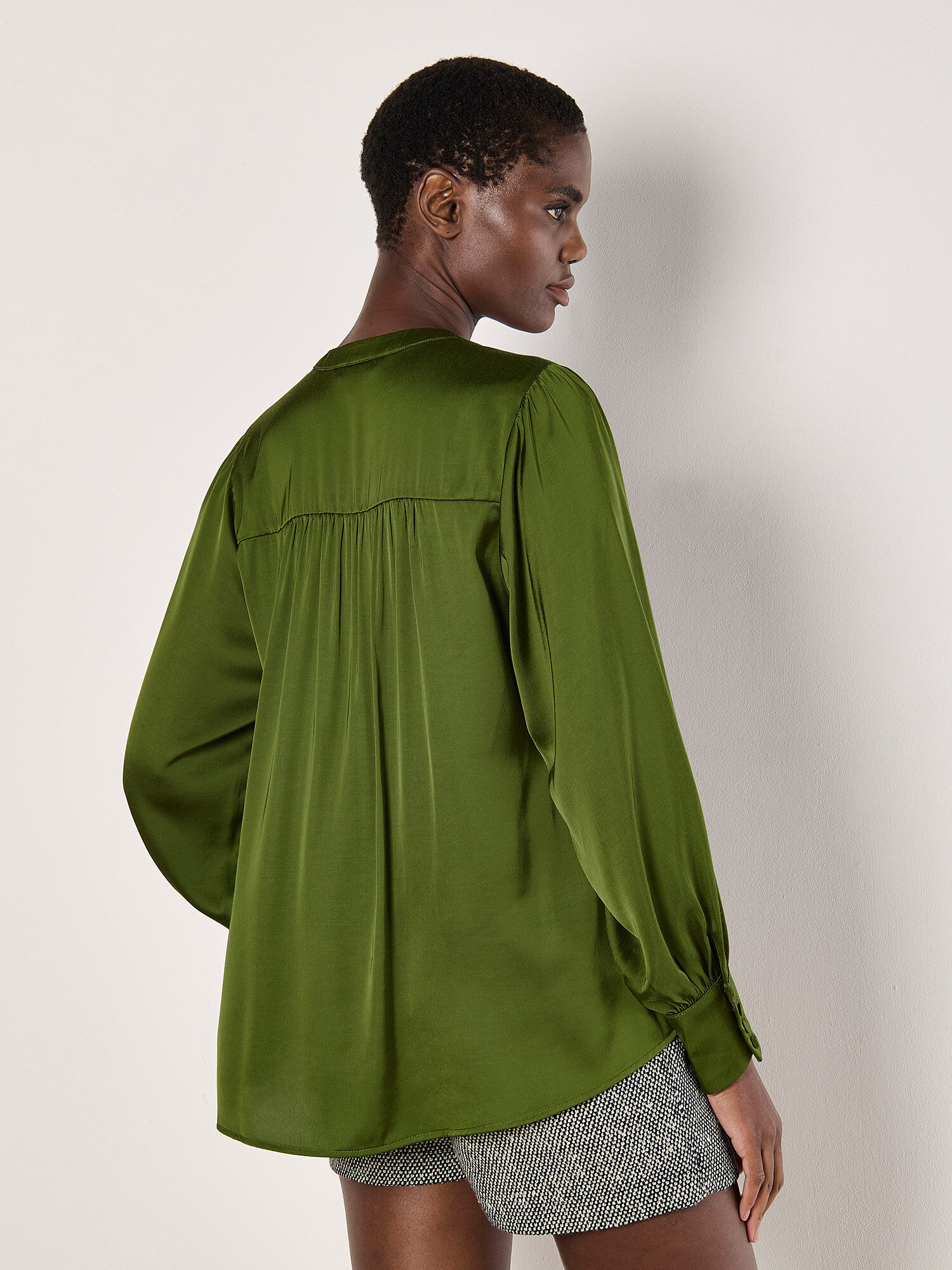 Green satin blouse uk online