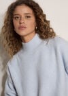 Boucl&eacute; Knit Mock Neck Jumper, Sky Blue, large