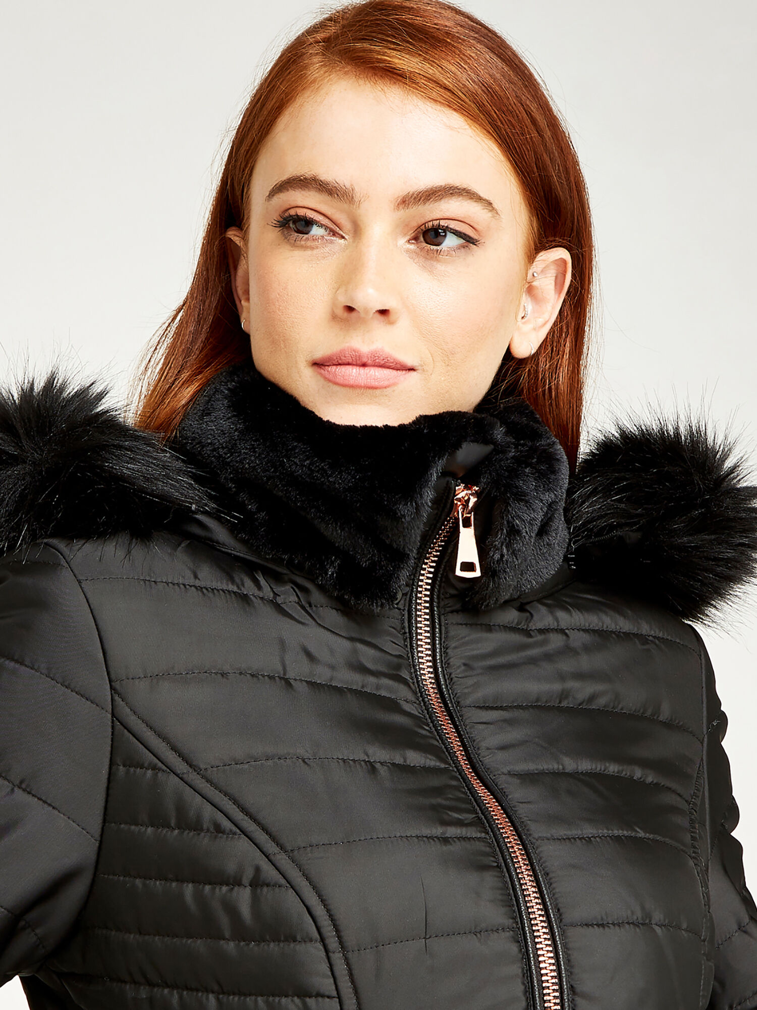 Fur trim puffer coat hotsell