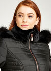Fur Trim Puffer Jacket, Black, large