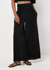 Smocked Waistband Palazzo Trousers, Black, large