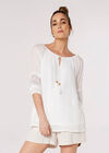 Crochet Detailled Slub Top, White, large