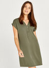 Zip Front Dress, Khaki, large