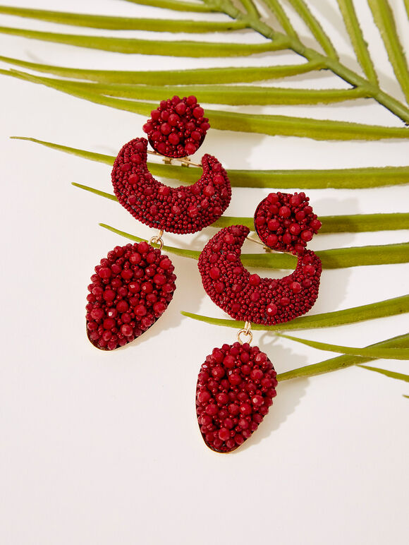 Oxblood Moon Earrings, Red, large