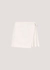 Wrap Pleated Mini Skort, White, large