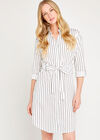 Cream Vertical Stripe Shirt Dress, Cream, large