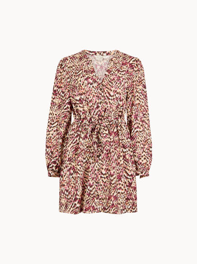 Animal Ikat Print Drawstring Mini Dress