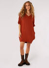 Soft-Touch Cocoon Mini Dress, Rust, large