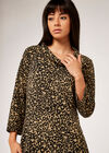 Leopard Print Flap Neck Swing Dress, Stone, large