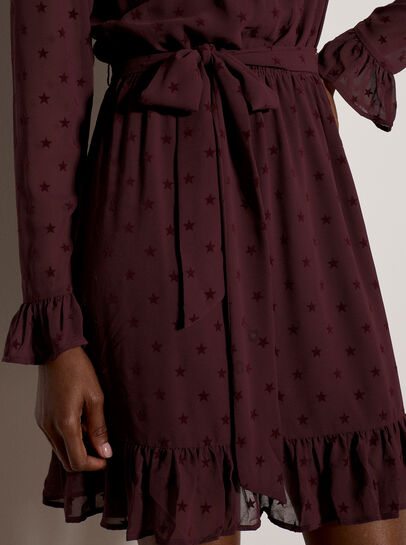 Flocked Star Crepe Mini Dress