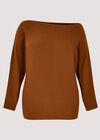 Curve Off Shoulder Ribbed Jumper, Rust, large