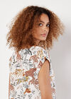 Graphic Animal Print Woven T-Shirt, Cream, large