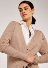 Ribbed Longline Cardigan, Stone, large