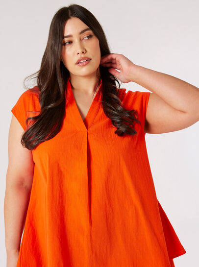 Curve Textured Cotton High-Low Hem Top