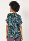 Abstract Print Pleat Blouse, Green, large