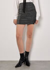 Ruched Metallic Mini Skirt, Silver, large