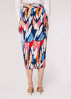Printed  Wrap Midi Skirt, Navy, large