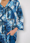 Patchwork Scarf Print Blouse, Blue, large