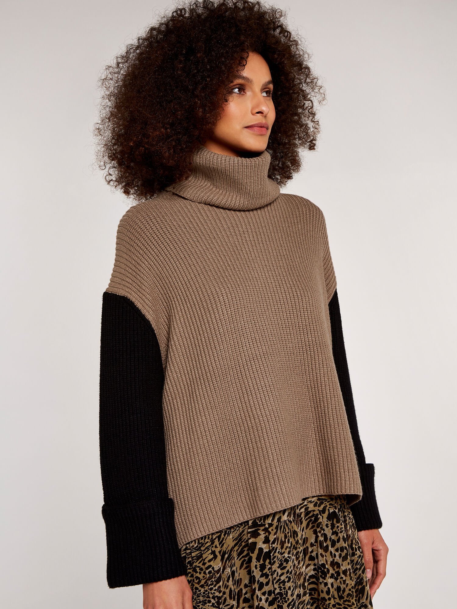 Turtleneck Knit Jumper Apricot Clothing
